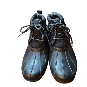 Skechers 10 Black Insulated Water Resistant Lace Up Ankle Boots Shoes Rain Snow